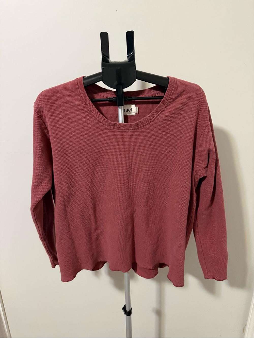 Pact Waffle Knit Top Womens XL Long Sleeve Organic Cotton Rust Casual Shirt
